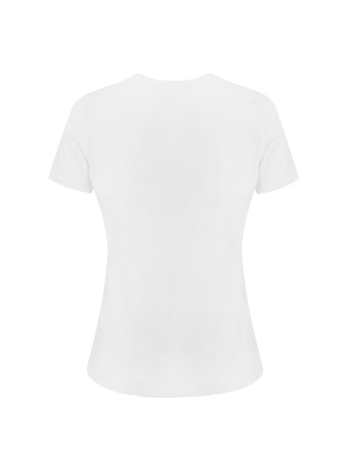 T-shirt in cotone bianco con collana Elisabetta Franchi | MA00946E2270